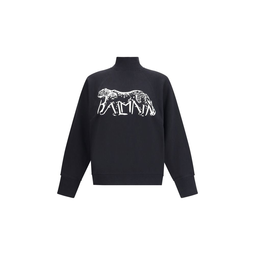 Balmain Leopard Print High Neck Sweat-shirt Glam Steals