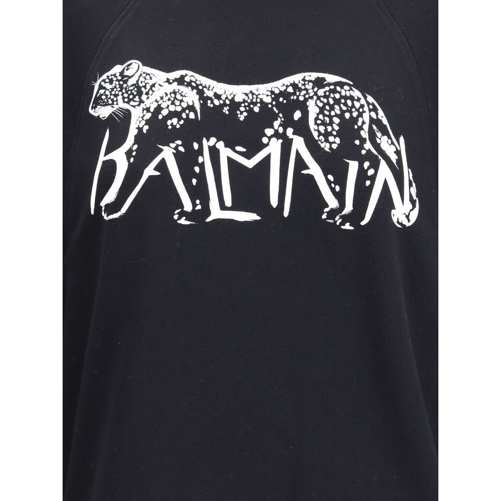 Balmain Leopard Print High Neck Sweat-shirt Glam Steals