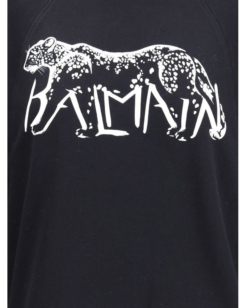 Balmain Leopard Print High Neck Sweat-shirt Glam Steals