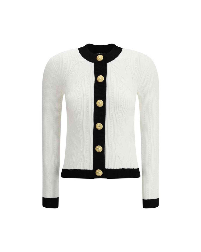 Balmain Ls Buttoned Torsade Knit Cardigan Glam Steals