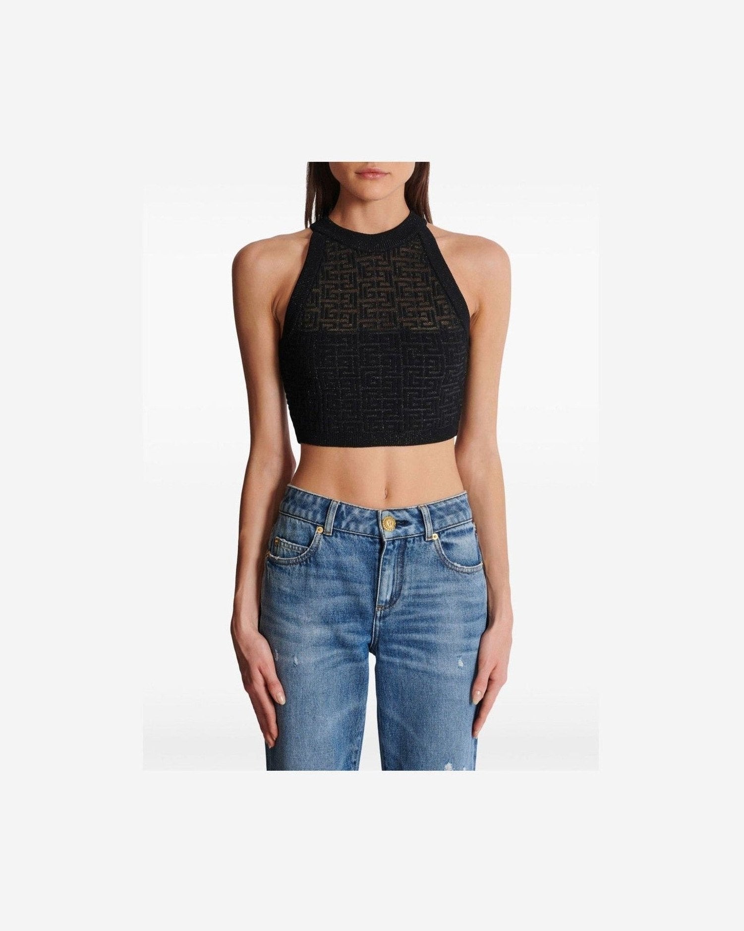 Balmain Pb Labyrinth Knit Top Glam Steals