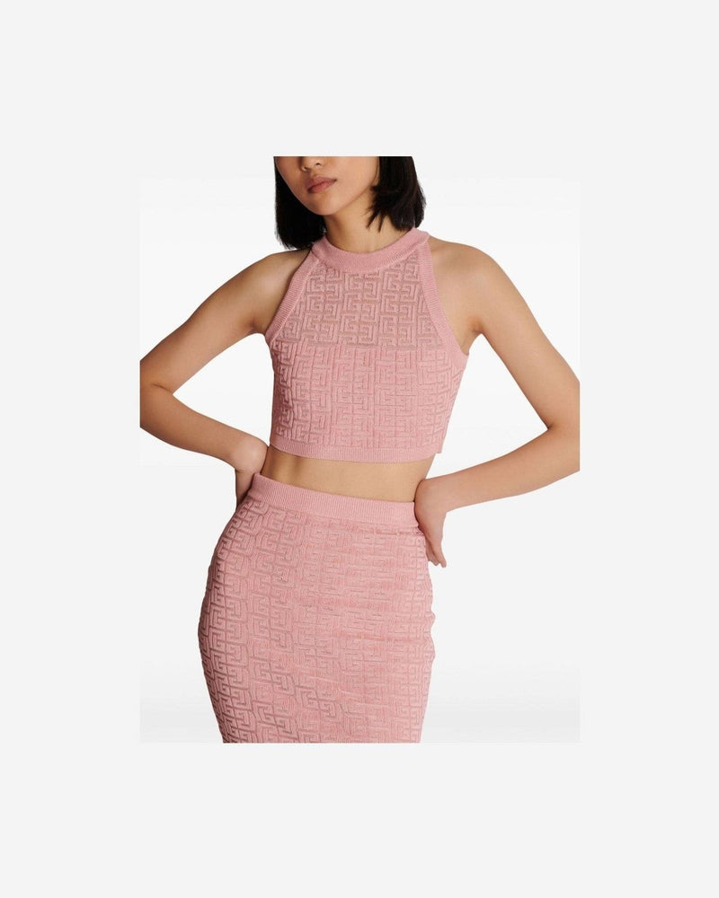 Balmain Pb Labyrinth Knit Top Sweaters
