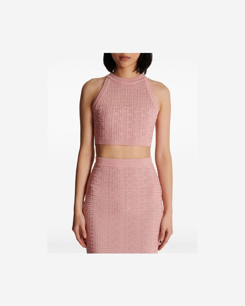 Balmain Pb Labyrinth Knit Top Sweaters