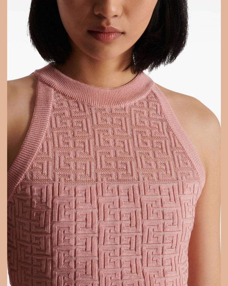 Balmain Pb Labyrinth Knit Top Sweaters