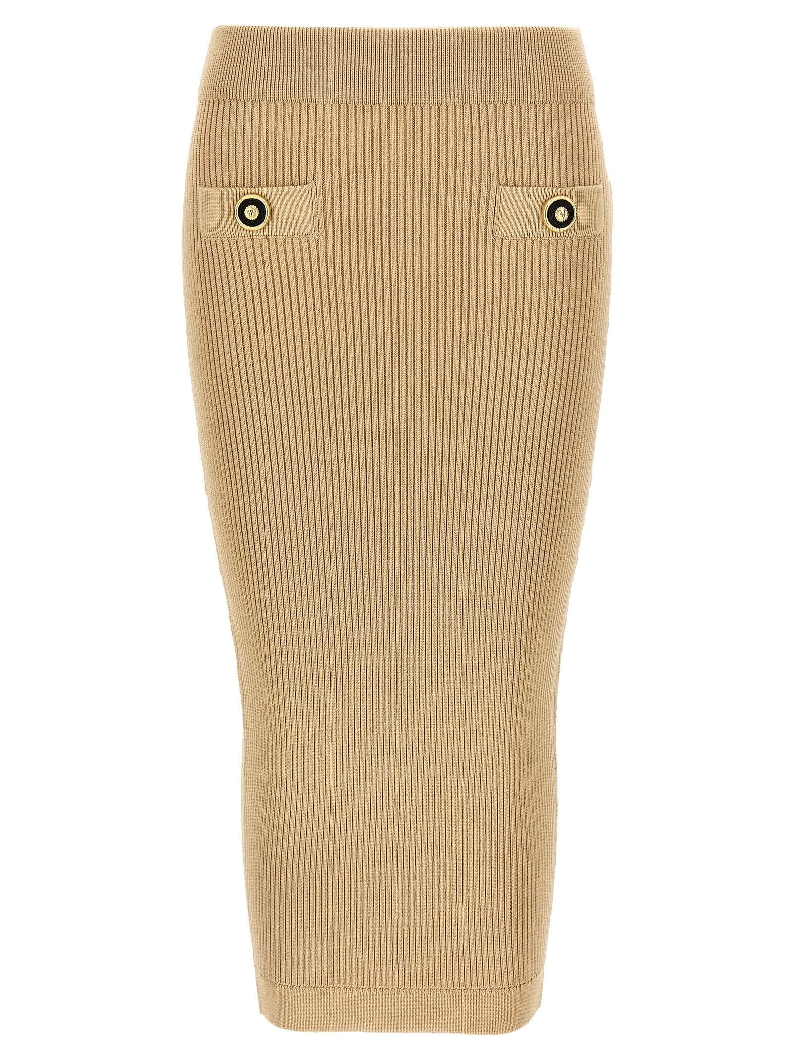 Balmain Ribbed Midi Skirt Glam Steals