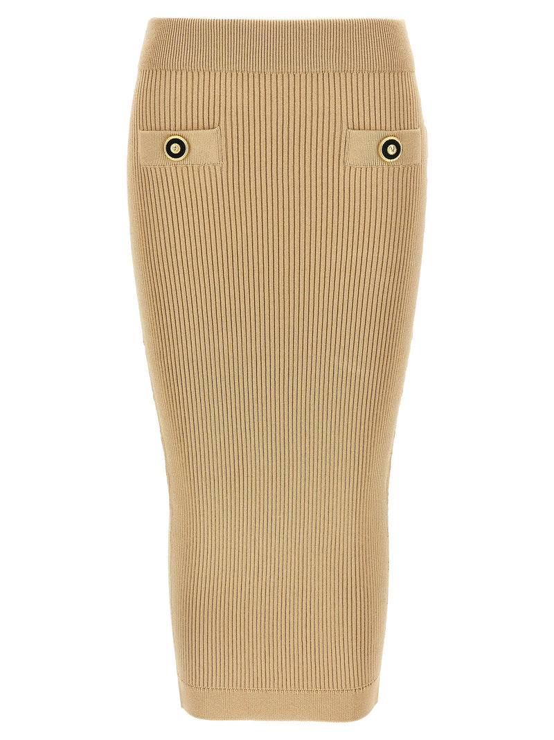 Balmain Ribbed Midi Skirt Glam Steals