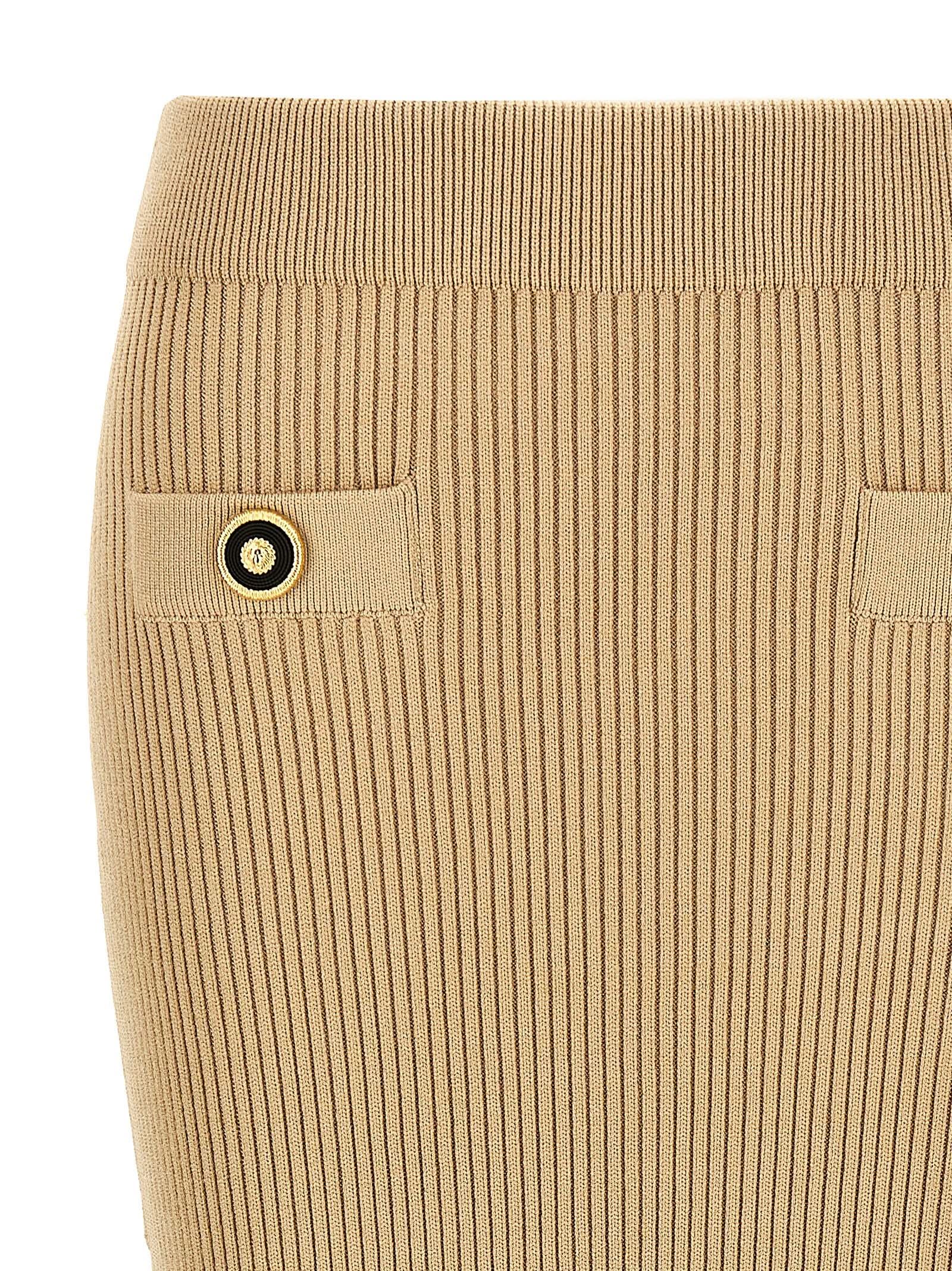 Balmain Ribbed Midi Skirt Glam Steals