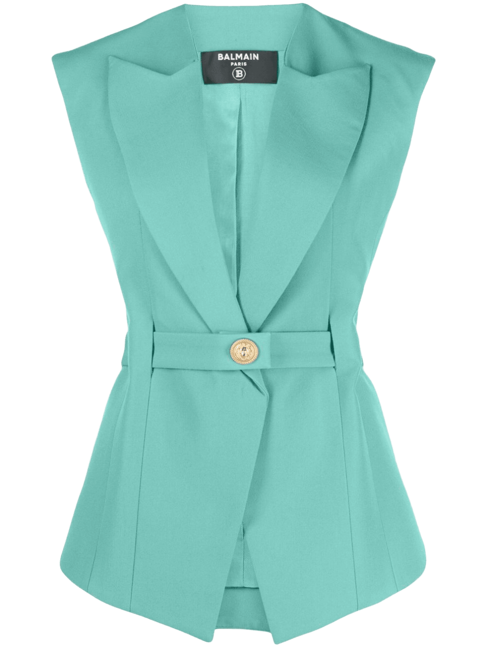 Balmain Sleeveless Belted Jacket Glam Steals