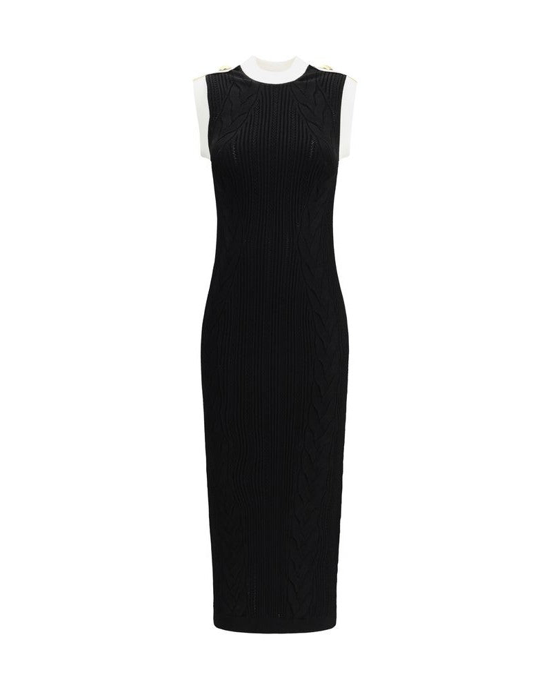Balmain Sleeveless Torsade Knit Long Dress Glam Steals