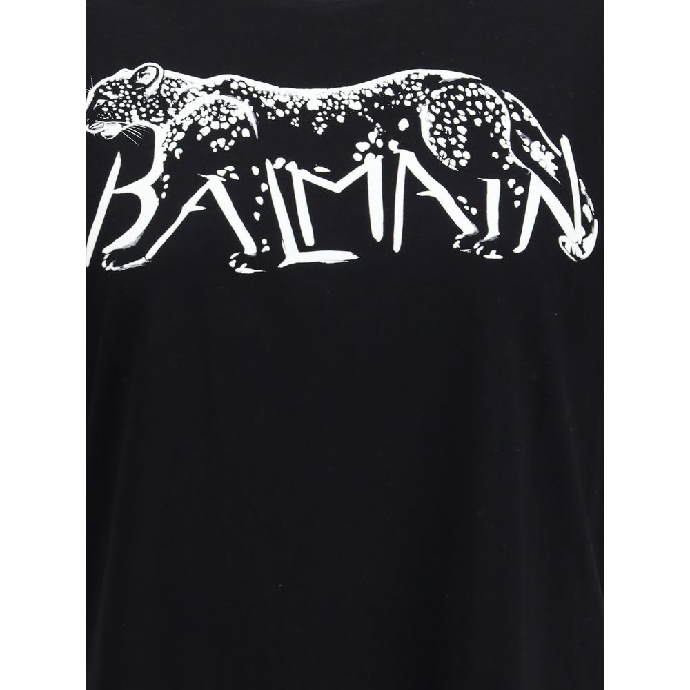 Balmain T-shirt with Leopard Print Glam Steals