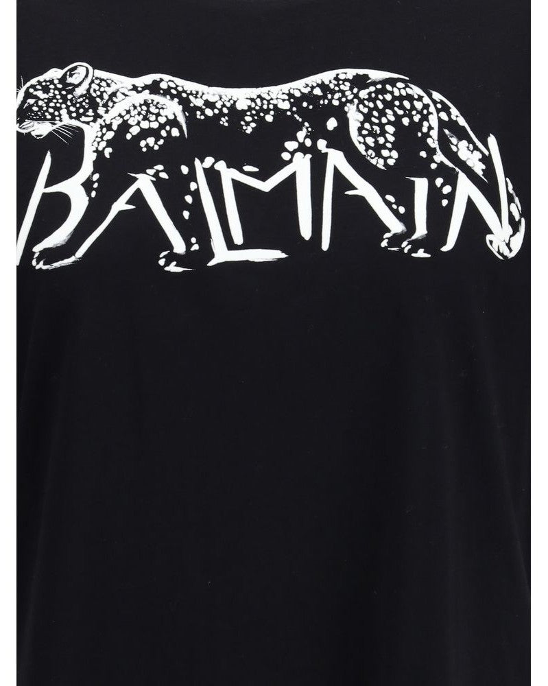 Balmain T-shirt with Leopard Print Glam Steals