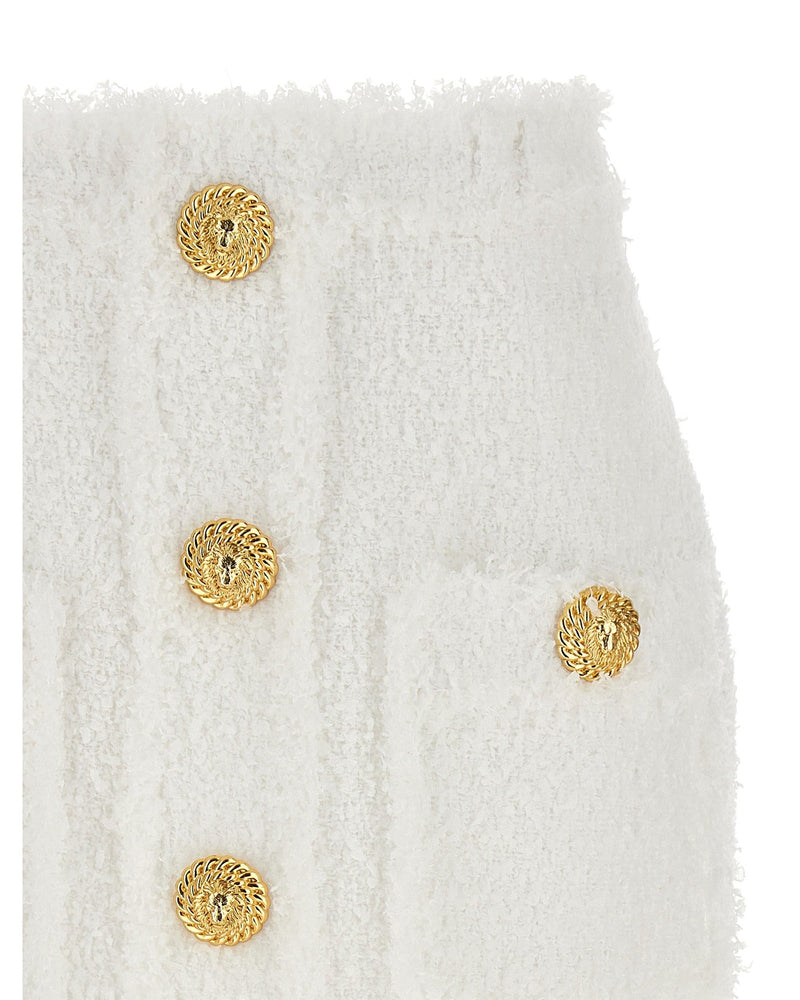 Balmain Tweed Button Skirt Glam Steals
