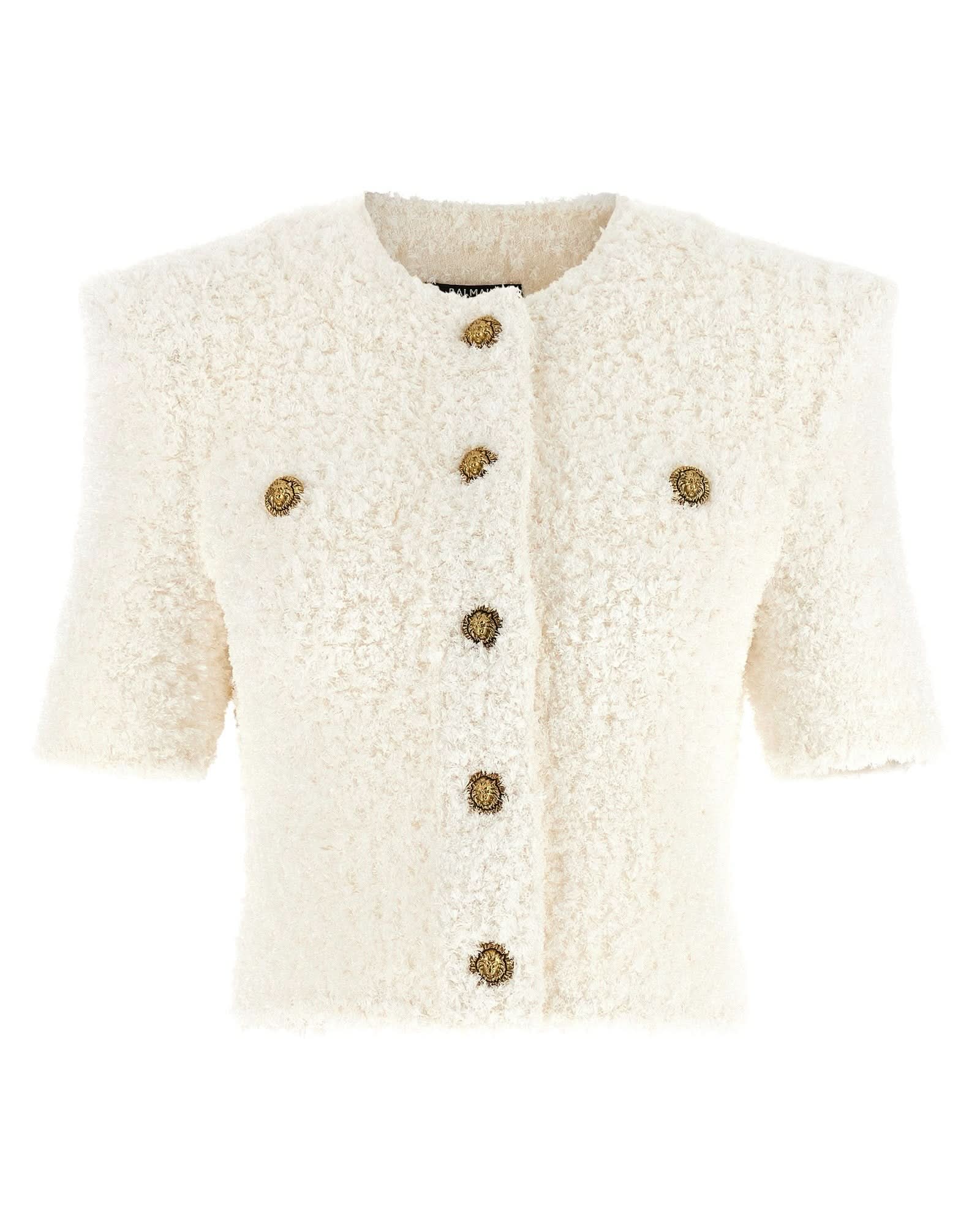 Balmain Tweed Cardigan Plumetis Glam Steals
