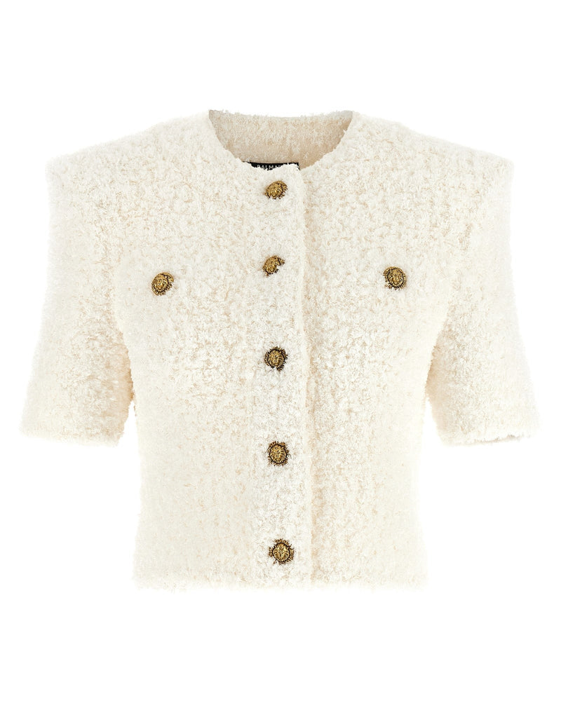 Balmain Tweed Cardigan Plumetis Glam Steals