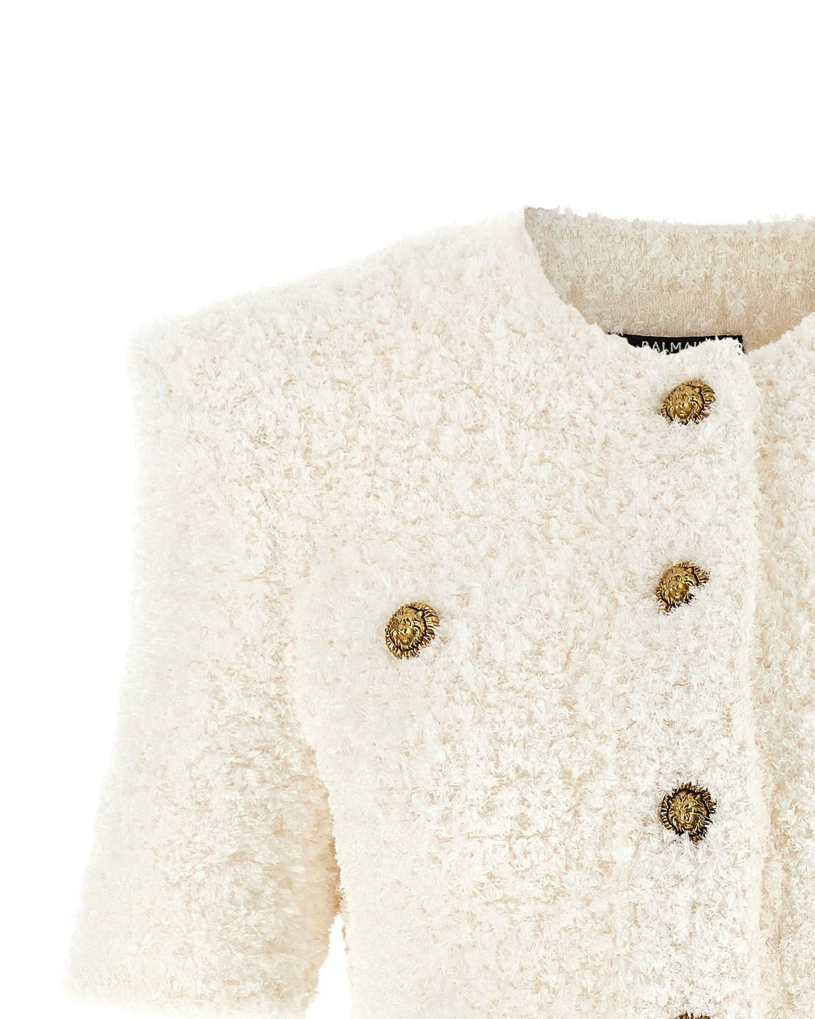 Balmain Tweed Cardigan Plumetis Glam Steals