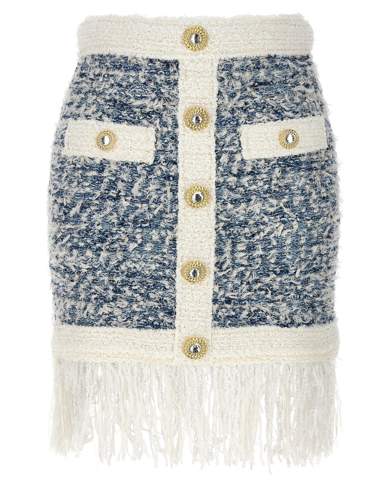 Balmain Tweed Fringed Skirt Glam Steals