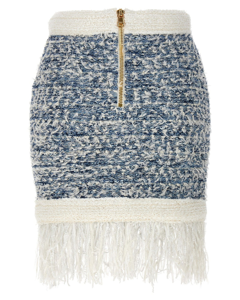 Balmain Tweed Fringed Skirt Glam Steals