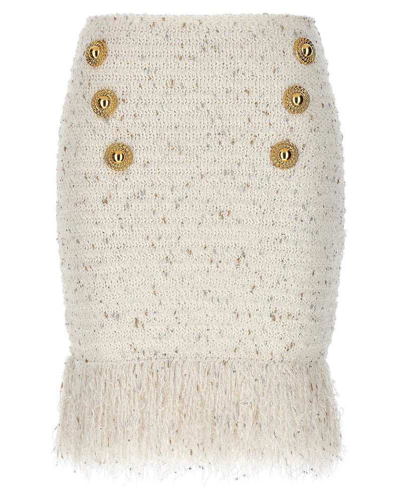 Balmain Tweed Fringed Skirt Glam Steals