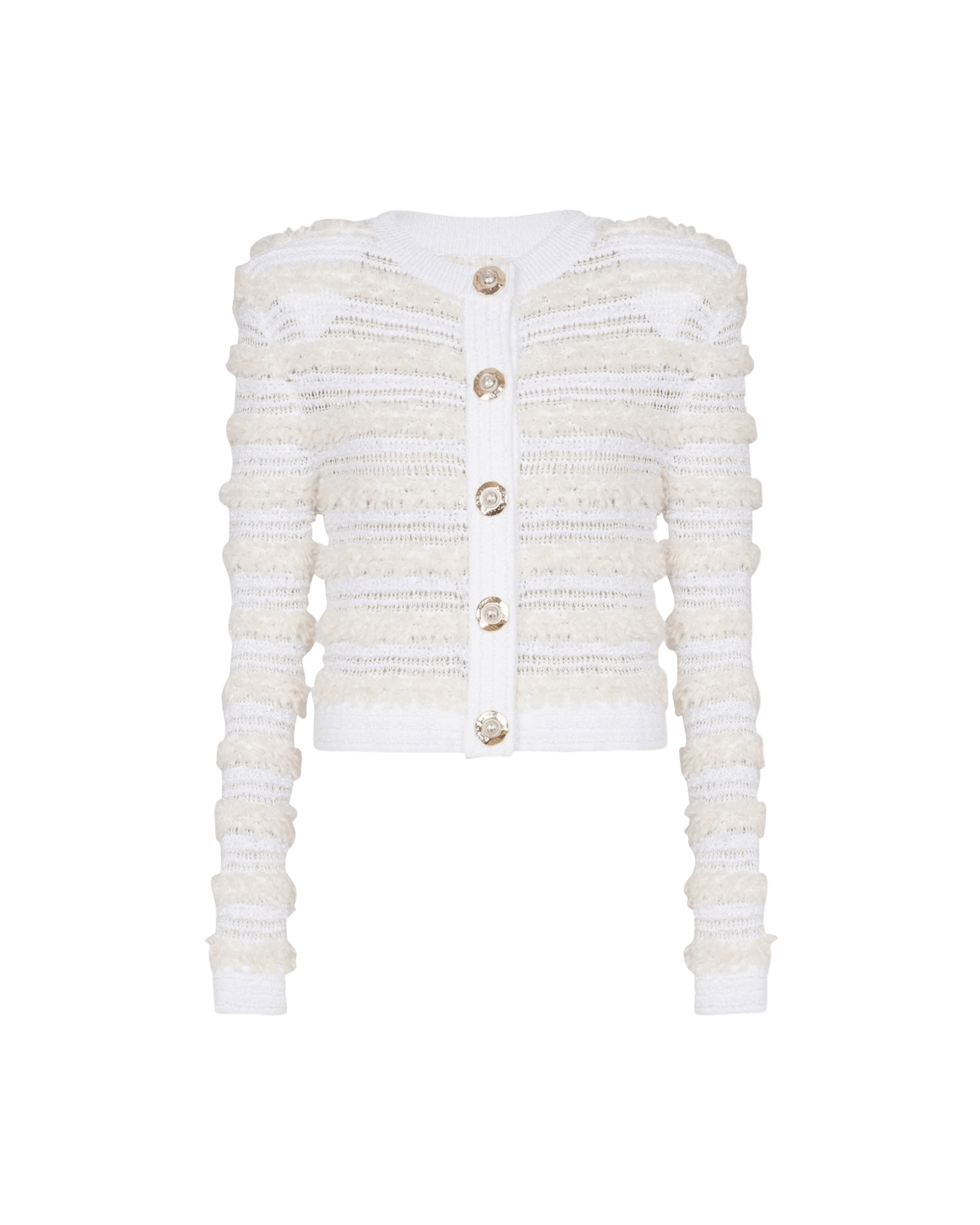 Balmain Tweed Long Sleeved Effect Knit Cardigan Glam Steals