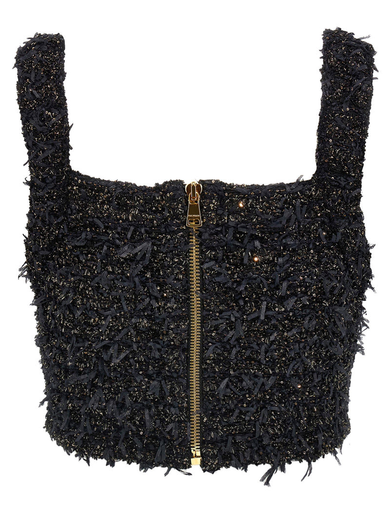 Balmain Tweed Lurex Top Glam Steals