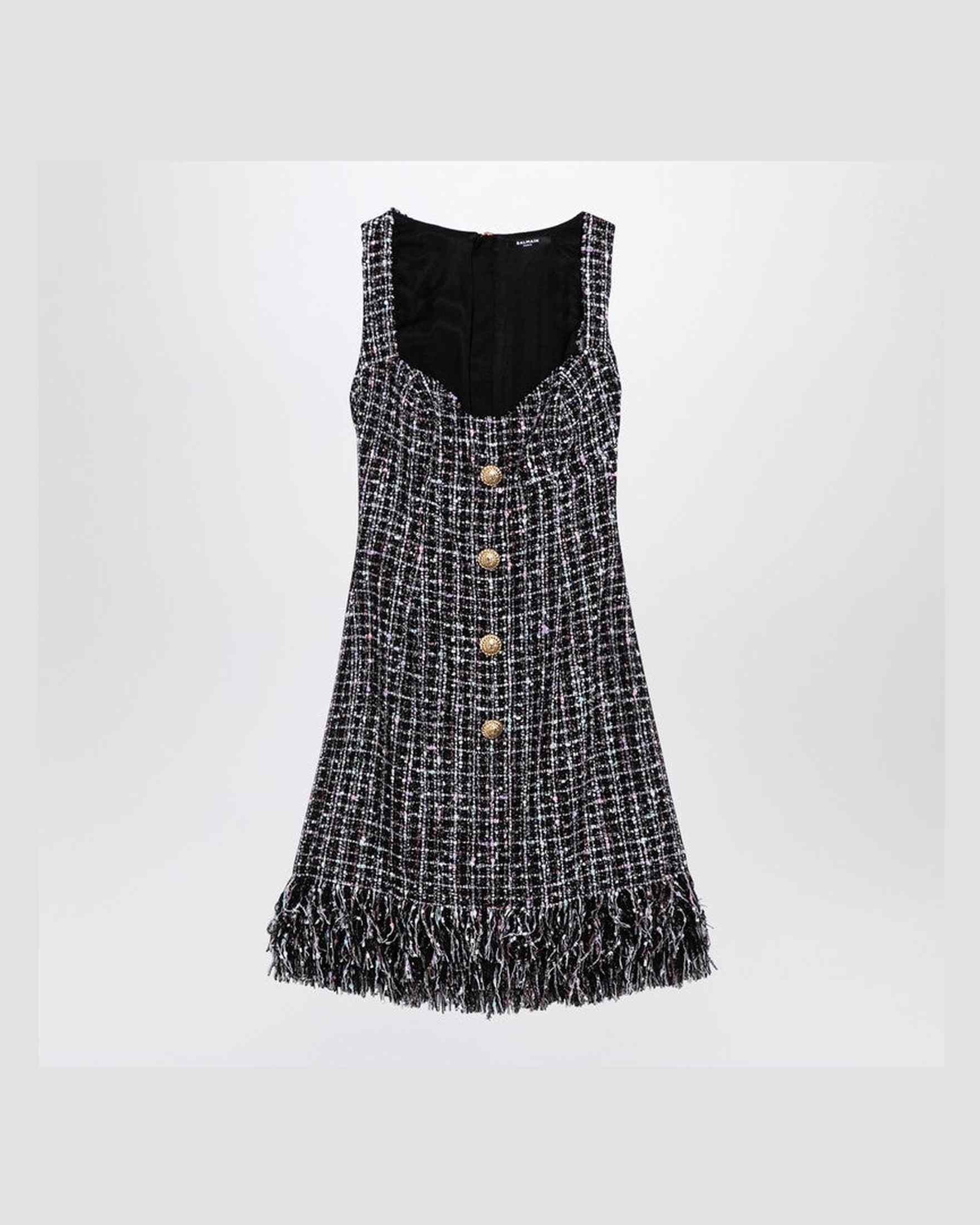 Balmain Tweed Mini Dress with Buttons Glam Steals
