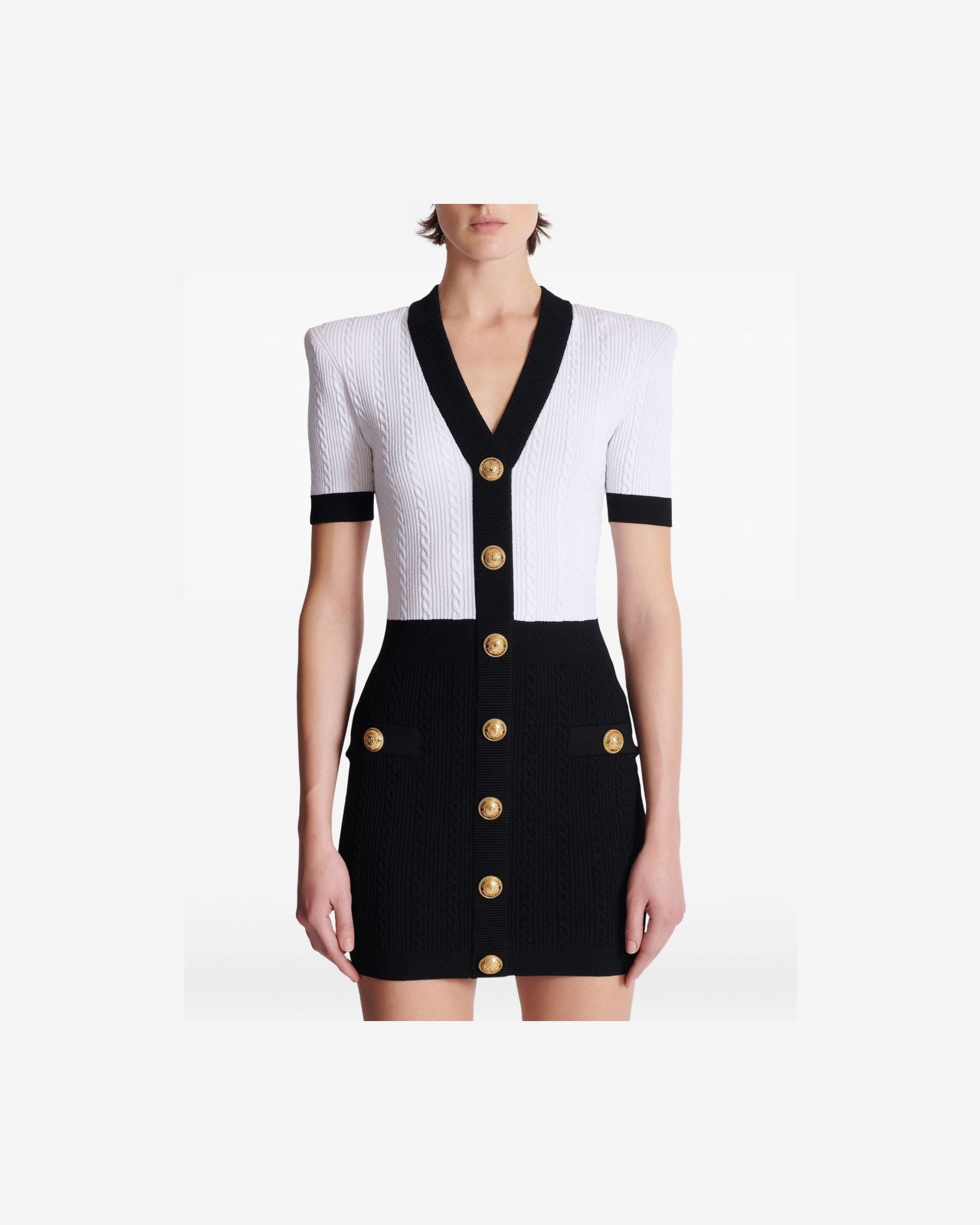 Balmain Two Tone Twisted Knit Bodycon Dress Glam Steals
