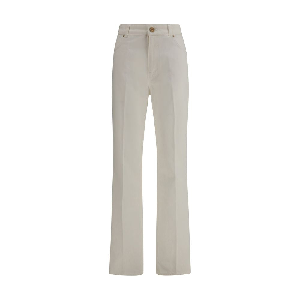 Balmain White Cotton Straight Leg Jeans Glam Steals