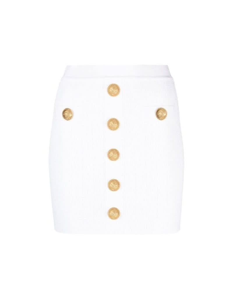Balmain White Polyester Mini Skirt