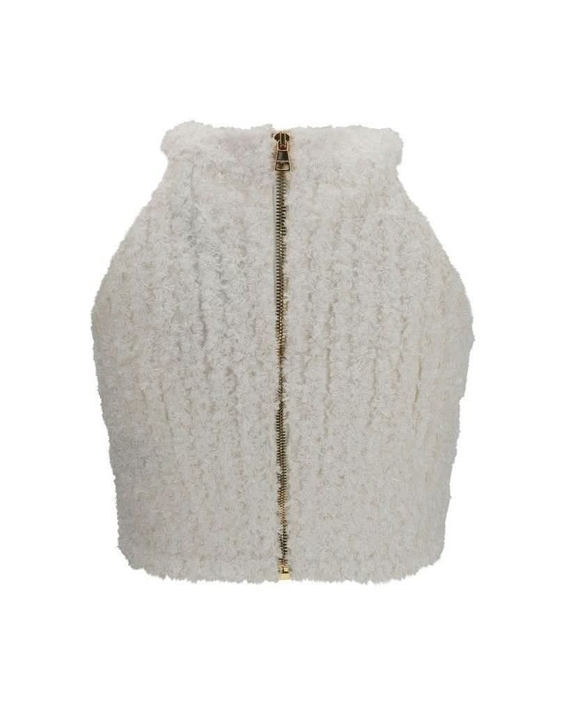 Balmain White Viscose Sleeveles Tank Top 