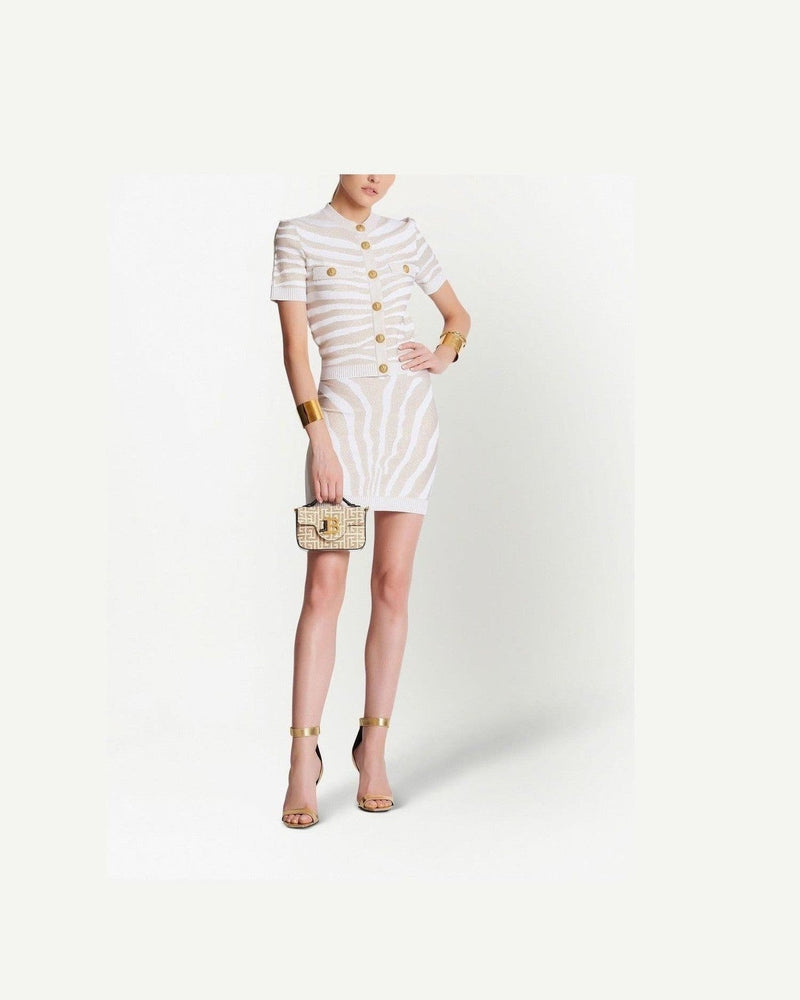 Balmain Zebra Knit Short Skirt Glam Steals