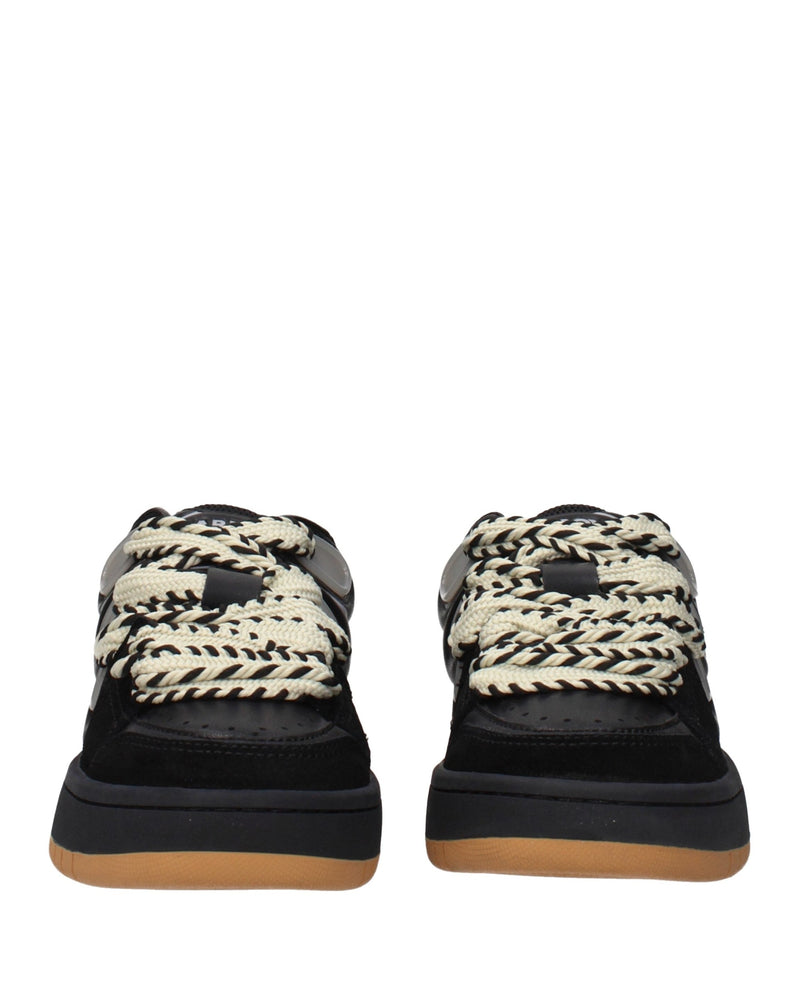 Barrow Black Leather Low Top Sneakers Glam Steals