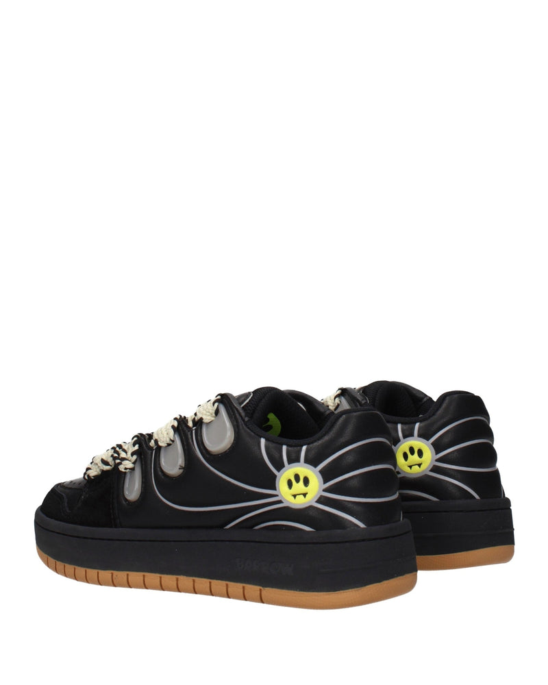 Barrow Black Leather Low Top Sneakers Glam Steals