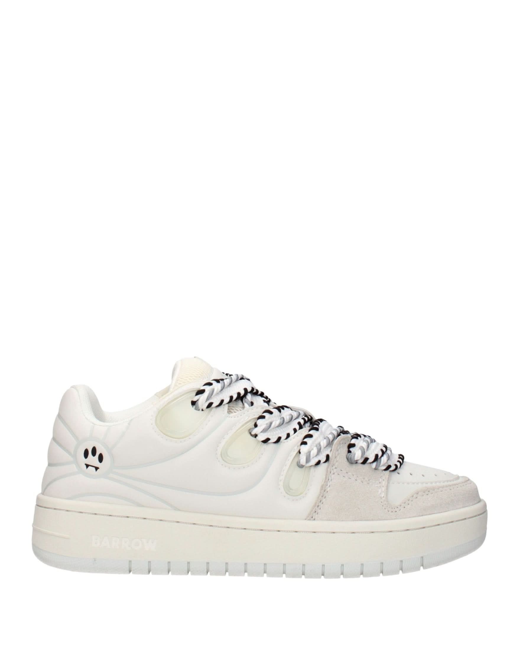 Barrow White Leather Low Top Sneakers Glam Steals