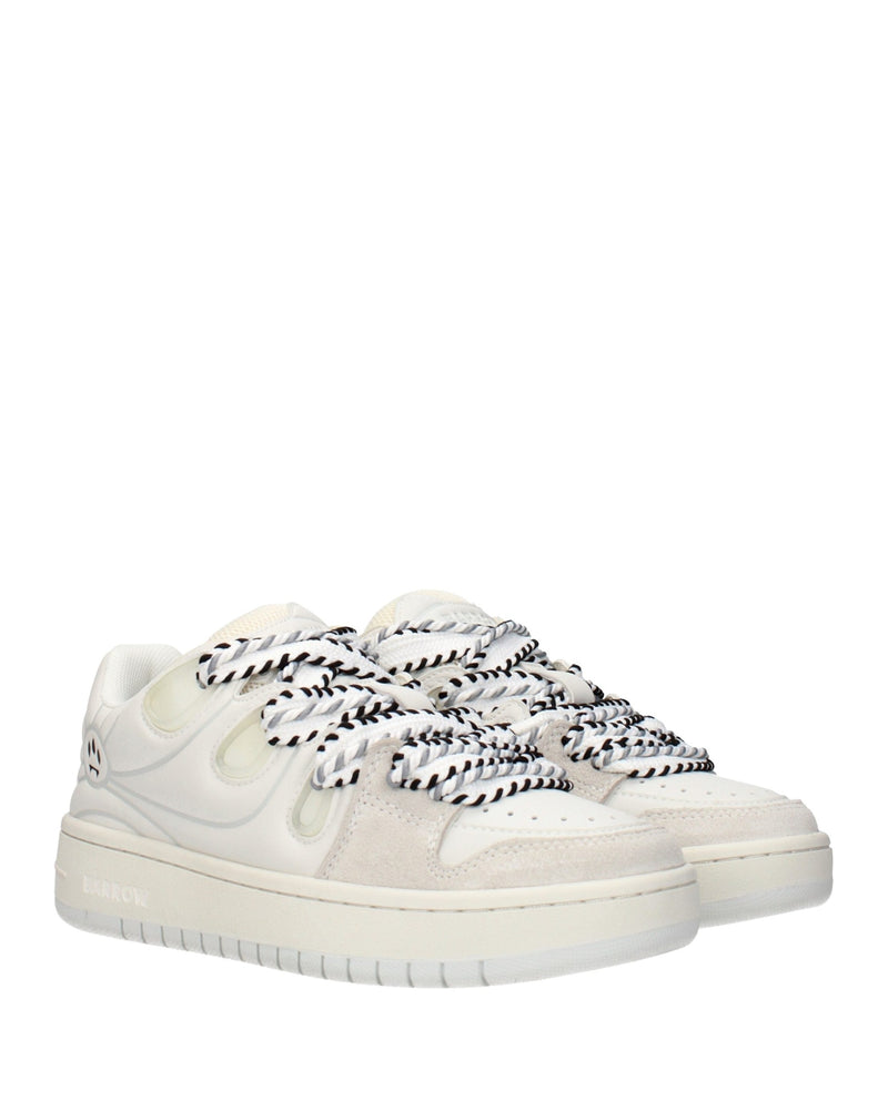Barrow White Leather Low Top Sneakers Glam Steals