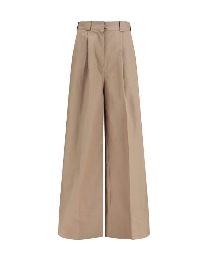Beige Cotton Flared Pants Glam Steals