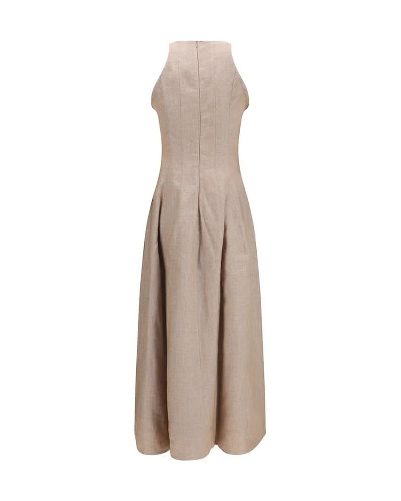 Beige Linen Casual Dress Glam Steals