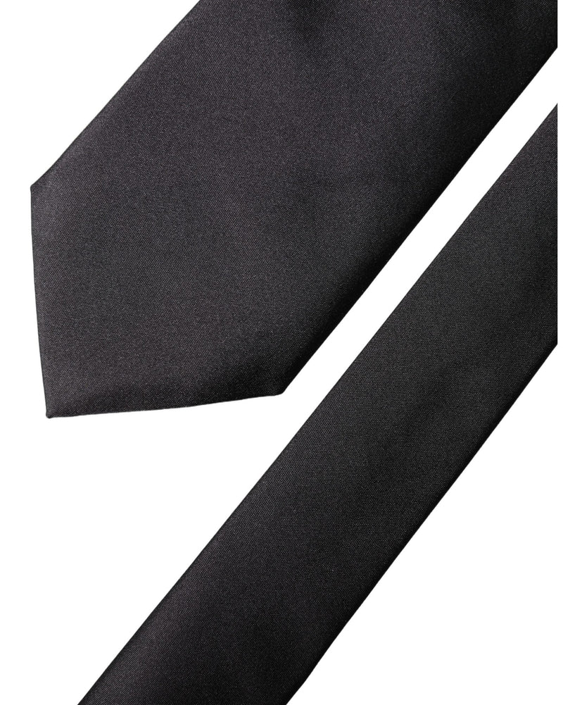 Dolce & Gabbana Black Satin 100% Silk Adjustable Tied Necktie Tie Glam Steals