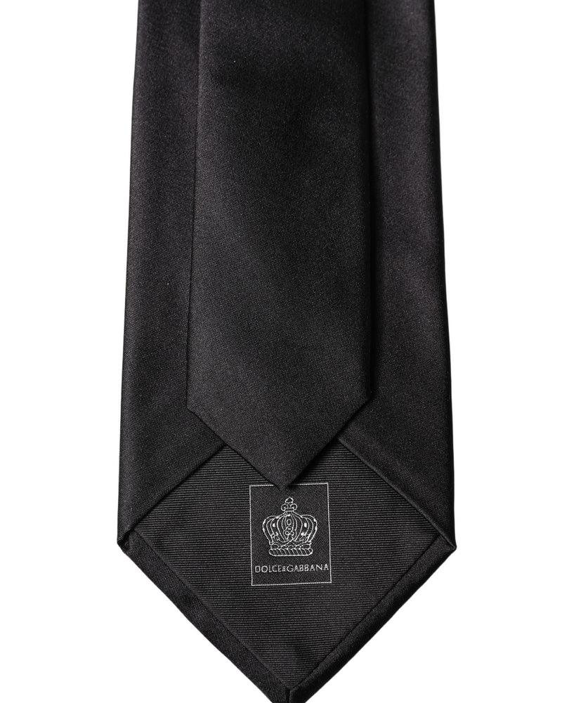 Dolce & Gabbana Black Satin 100% Silk Adjustable Tied Necktie Tie Glam Steals