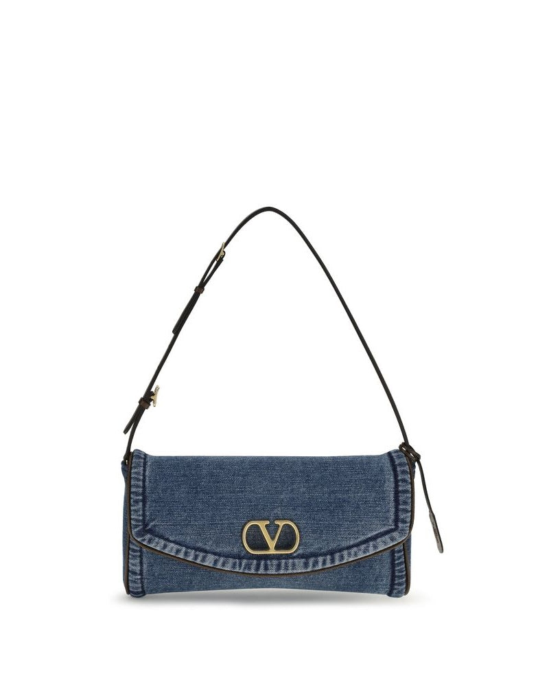 Valentino Garavani Blue Cotton Shoulder Bag Glam Steals
