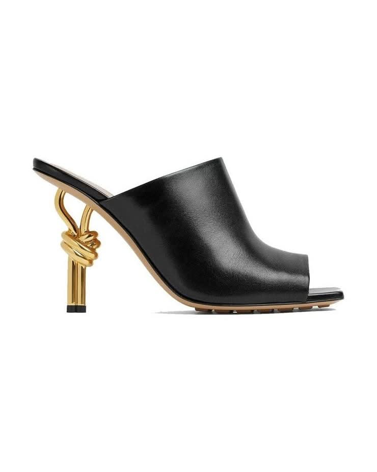 Bottega Veneta Black Leather Lamb Mules 