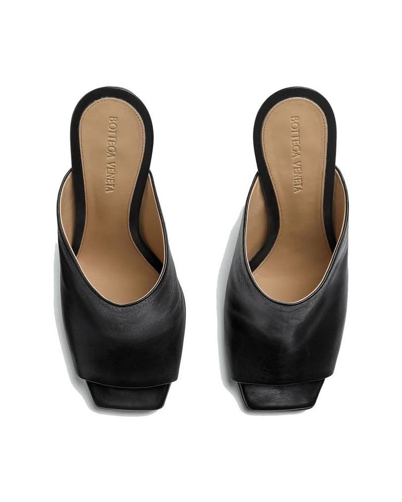 Bottega Veneta Black Leather Lamb Mules 
