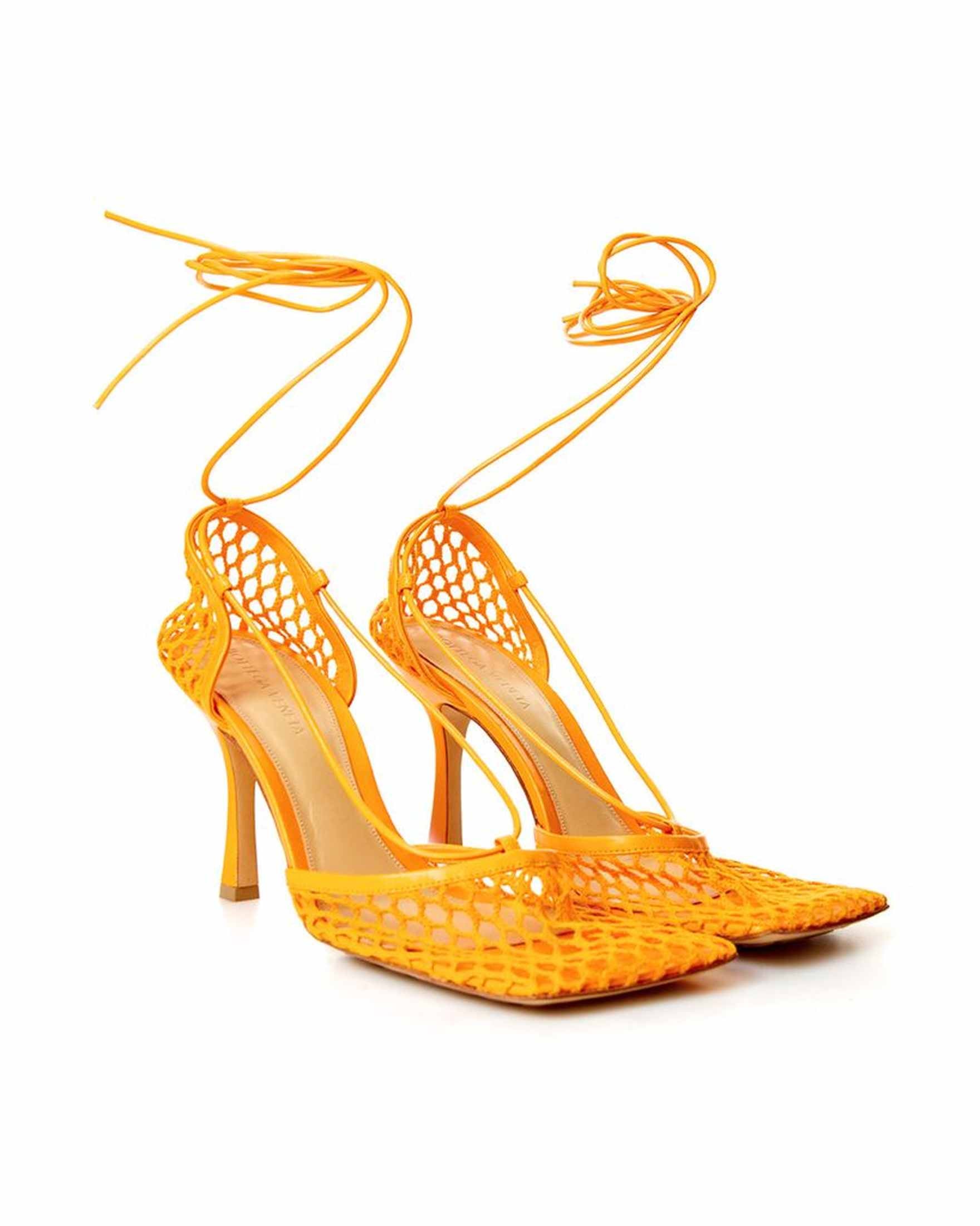 Bottega Veneta Orange Leather Fabric And Sandals Glam Steals