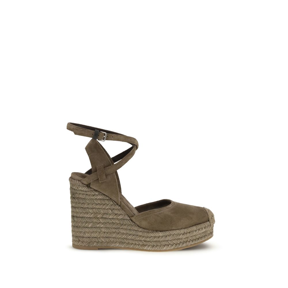 Brunello Cucinelli Beige Calf Leather Bos Taurus Espadrilles Glam Steals