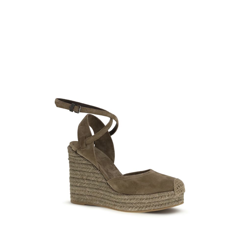 Brunello Cucinelli Beige Calf Leather Bos Taurus Espadrilles Glam Steals