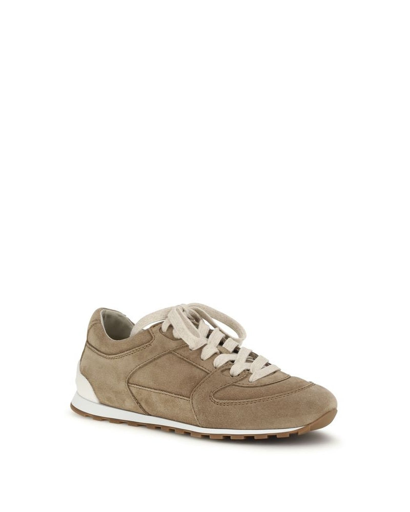 Brunello Cucinelli Beige Calf Leather Bos Taurus Low Top Sneakers Glam Steals