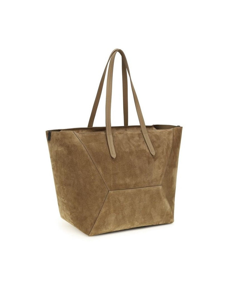 Brunello Cucinelli Beige Calf Leather Bos Taurus Shoulder Bag 