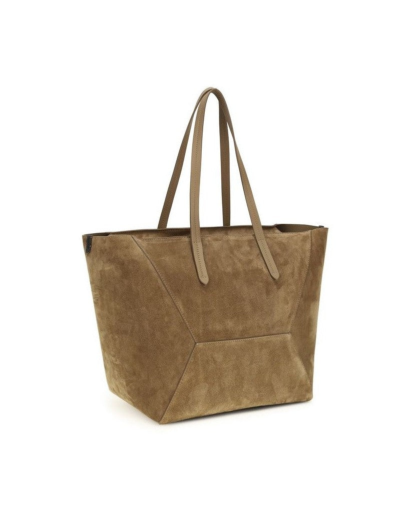 Brunello Cucinelli Beige Calf Leather Bos Taurus Shoulder Bag 