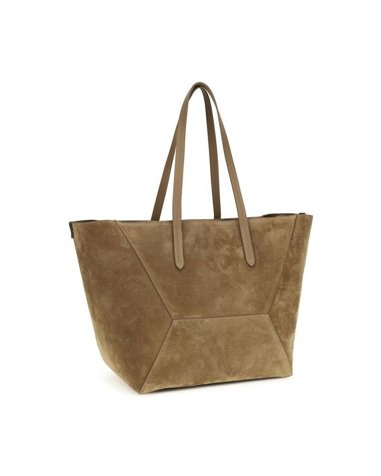 Brunello Cucinelli Beige Calf Leather Bos Taurus Shoulder Bag 