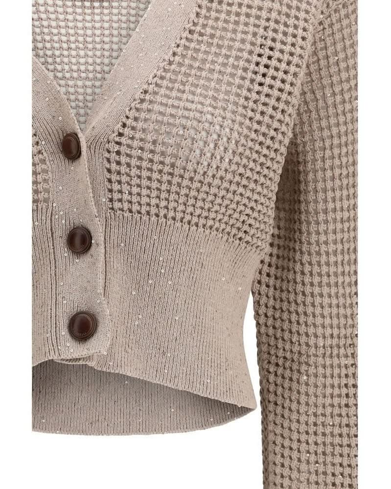 Brunello Cucinelli Beige Cotton Cardigan 