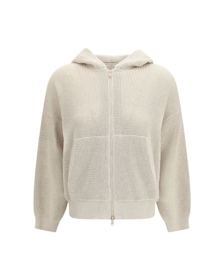 Brunello Cucinelli Beige Cotton Hoodie Glam Steals